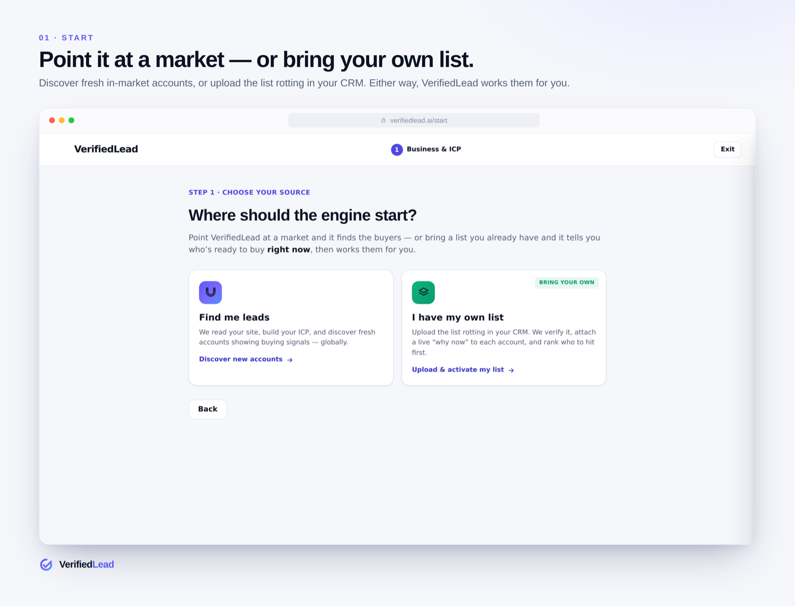Point it at a market — or bring your own list