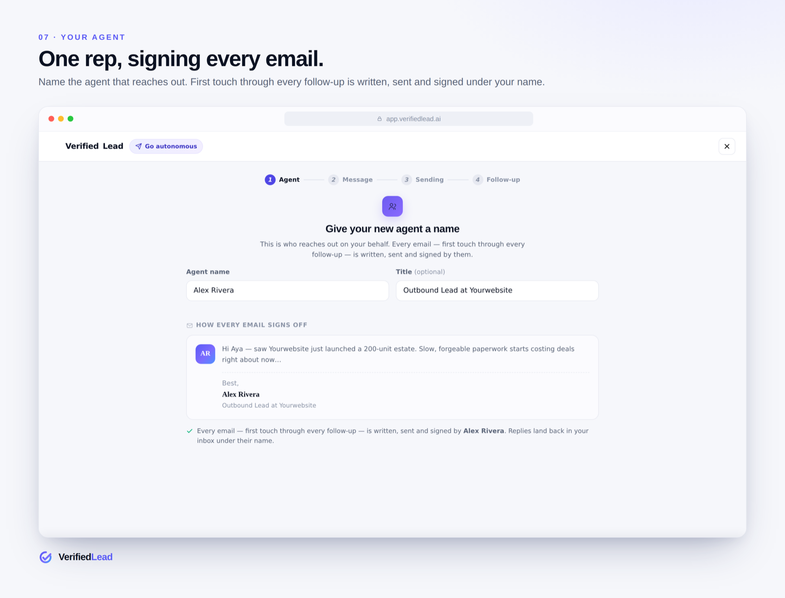 One rep, signing every email